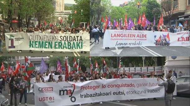 Manifestaciones de los sindicatos en Euskal Herria para el Primero de Mayo de 2025