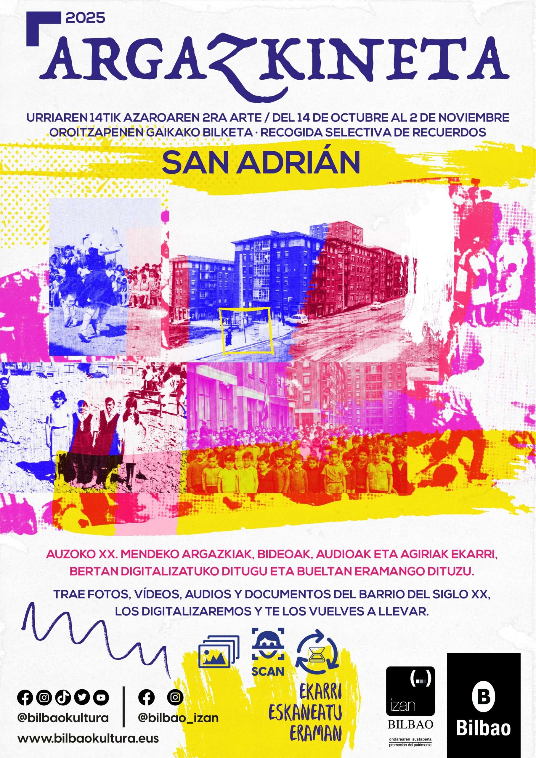La furgoneta Argazkineta se acerca a San Adrián para recoger recuerdos de la historia del barrio