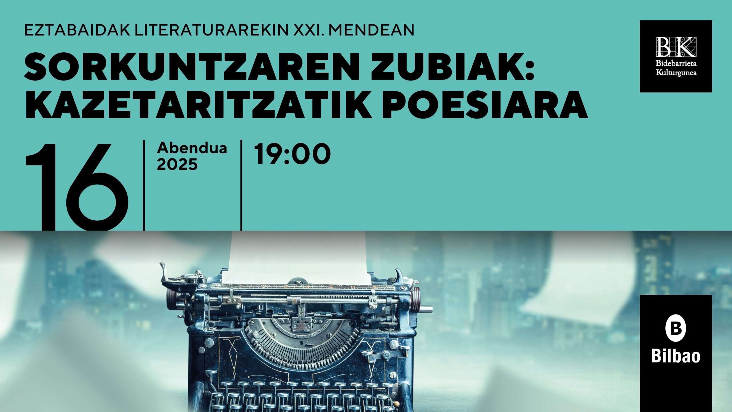 Bidebarrieta Kulturgunea acoge una nueva cita del ciclo Diálogos con la literatura en el siglo XXI, dedicado a la relación creativa entre la literatura y el periodismo