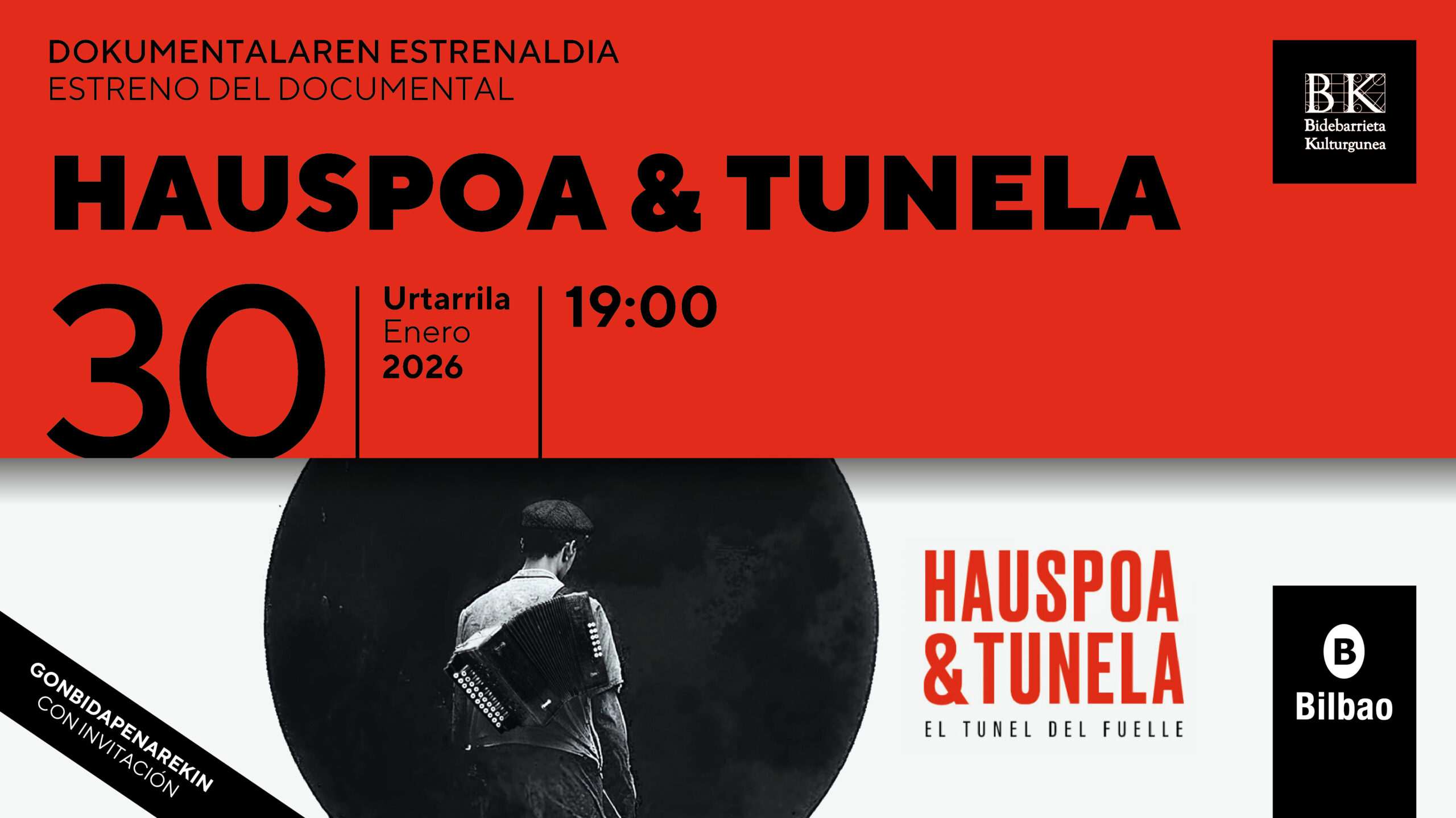 Bidebarrieta Kulturgunea acoge el estreno del documental Hauspoa & Tunela