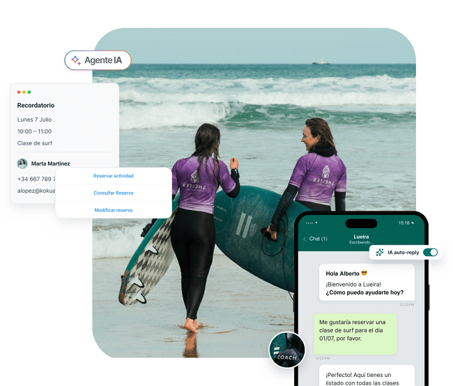 Agente IA WhatsApp escuelas de surf