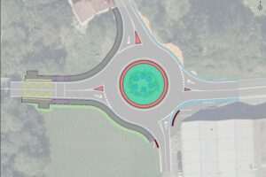 Nueva rotonda en Olentzo mejorará el cruce en las obras de la carretera Zizurkil Asteasu