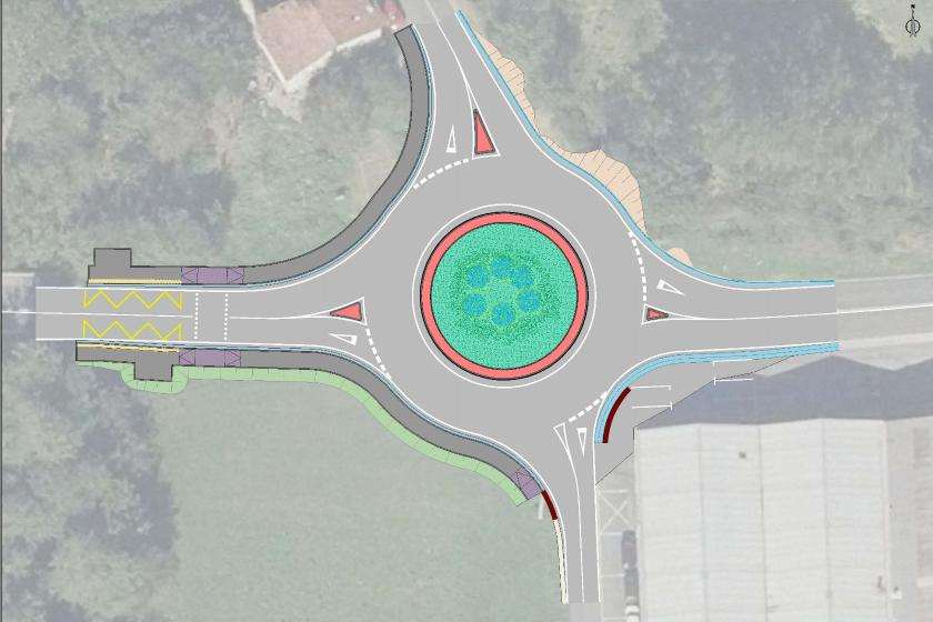 Nueva rotonda en Olentzo mejorará el cruce en las obras de la carretera Zizurkil Asteasu