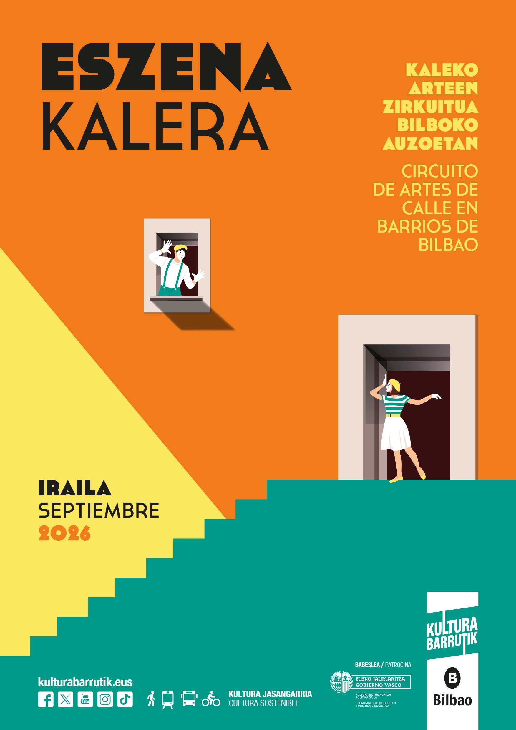 El programa municipal Eszena Kalera, el mayor circuito de artes de calle de Euskadi, lleva a los barrios de Bilbao 32 espectáculos este mes de septiembre