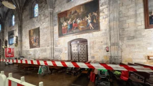 Inician los trabajos de acondicionamiento en la basílica de Begoña para la excavación arqueológica en
